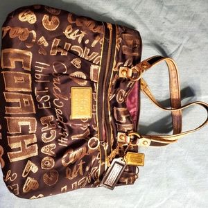 Coach Poppy black and gold tote bag